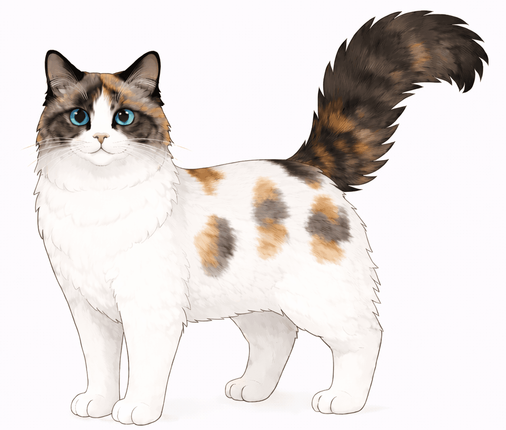 ragdoll seal tortie point tabby et blanc