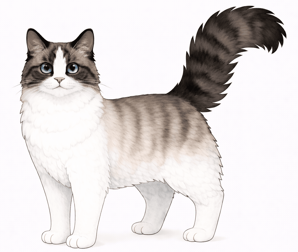 Ragdoll seal point tabby et blanc